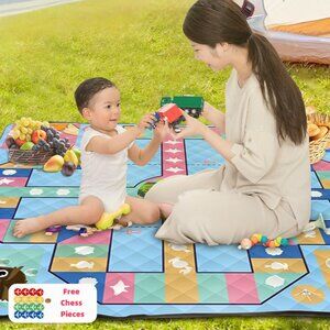 Picnic Mat & Moisture-Proof Pad | Aircraft Ground Mat with Chess Pieces Included